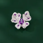 Éternelle Brož ve tvaru motýla s fialovými zirkony Zoe B8173-XZ0209-2B Fialová