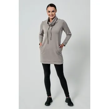 Dámské šaty Šedé modalové dámské šaty se stojatým límcem 7217 velikost 3XL