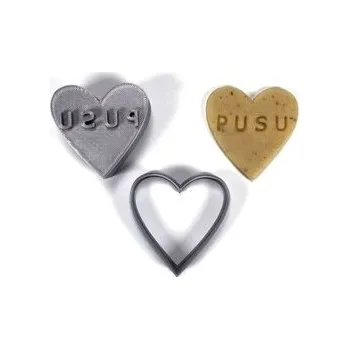 Razítko Valentýnské razítko s vykrajovátkem ve tvaru srdce s nápisem PUSU