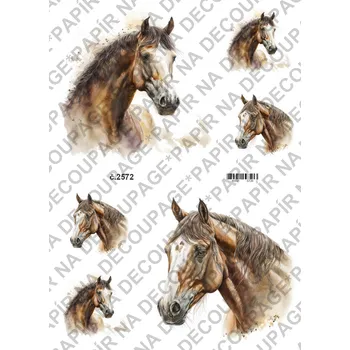 Umělecký papír Rýžový a soft papír na decoupage - Koně - KB2572 Materiál: Soft, Rozměr: A4