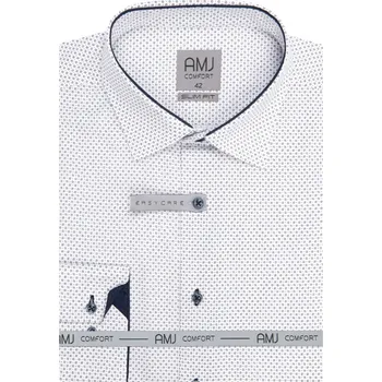 Pánská košile Pánská košile AMJ Slim Fit bílá s tmavým vzorem VDSBR1463 velikost: 39, délka rukávu: dlouhý rukáv