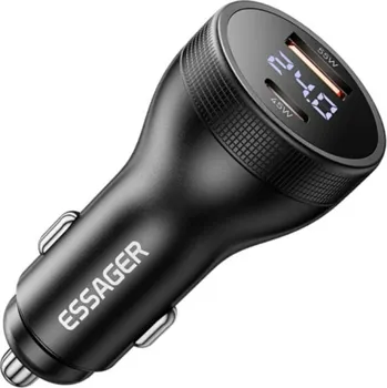ESSAGER ES-CC17 autonabíječka s displejem a porty USB-C / USB-A - 100W - černá