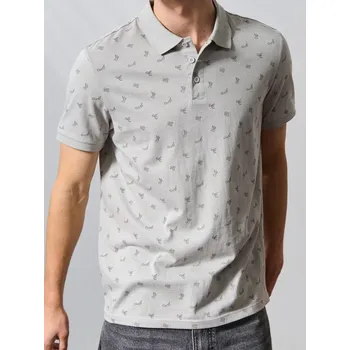 Pánské tričko Sinsay - Vzorované polo - šedá - 610EY-09X - 610EY-09X-L