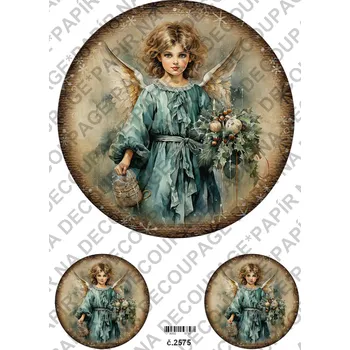 Umělecký papír Rýžový a soft papír na decoupage - Viktroriánské, retro, andělka - KB2575 Materiál: Soft, Rozměr: A4