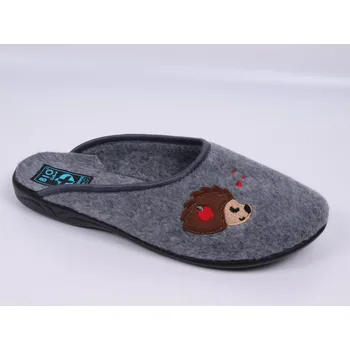 Dámské pantofle Dámské bačkory papuče ADANEX SARA 22295 šedé s ježkem s uzavřenou špičkou velikost: 39