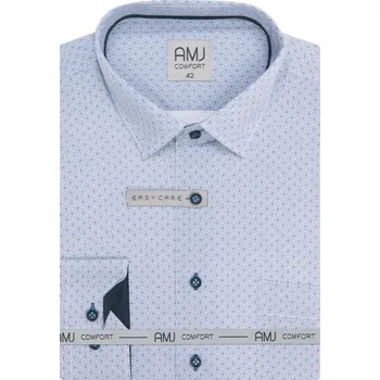 Pánská košile AMJ Slim fit modrá se vzorem VDSBR1475 velikost: 39, délka rukávu: dlouhý rukáv
