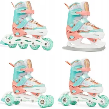 Kolečkové brusle Raven Isla Orange/Mint 4v1 EU 27-30, dámský (se zoubky) + DÁREK