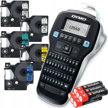 Tiskárna štítků Tiskárna DYMO LabelManager LM160 + 5x barevná páska D1 + baterie – sada