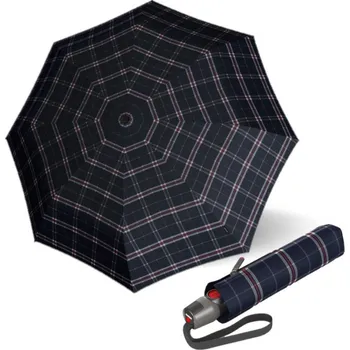 Deštník KNIRPS T.200 CHECK NAVY - elegantní dámský plně automatický deštník