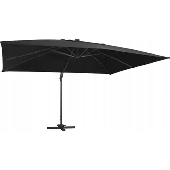 Slunečník VidaXL Slunečník s LED a hliníkovou tyčí, 400x300 cm, černý