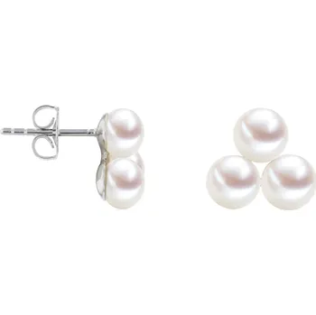 Souprava šperků Leru Stříbrné náušnice na puzetu 3 perly