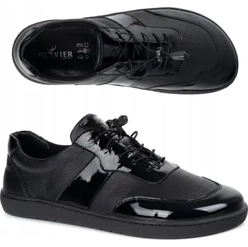 Dámské tenisky DÁMSKÉ BAREFOOT BOTY KOŽENÉ ŠIROKÉ ARIA černé lesklé 39