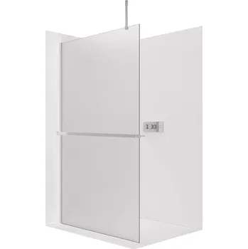 CERANO - Sprchová zástěna Walk-in Onyx Top Cube L/P - 8 mm - hranatá vzpěra + polička/držák na ručníky - chrom, mléčné sklo - 30x200 cm