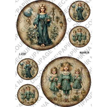 Umělecký papír Rýžový a soft papír na decoupage - Viktroriánské, retro, andělka - KB2587 Materiál: Soft, Rozměr: A4