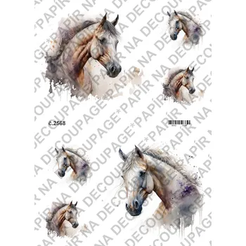 Umělecký papír Rýžový a soft papír na decoupage - Koně - KB2568 Materiál: Soft, Rozměr: A4