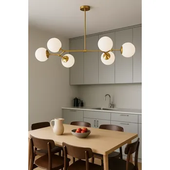 Dekorativní svítidlo Závěsné svítidlo pro 6 žárovek ve zlato-bílé barvěOpviq Lights Damar Horizontal