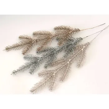 umělá květina Přízdoba - Větvička jehličí barvená - CHAMPAGNE