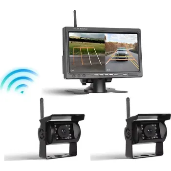 Couvací kamera Wifi parkovací set TRUCK A4008, 2x 18LED kamera s LCD 7" splitscreen monitorem