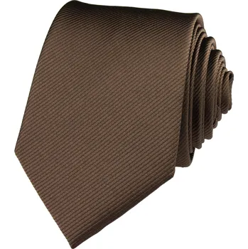 Kravata Hnědá pánská kravata s vyšitými proužky