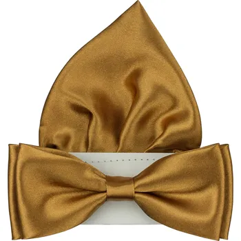 Motýlek Bronzový pánský motýlek lesklý s kapesníčkem