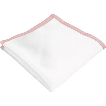 Látkový kapesník Bílý pánský kapesníček s pudrovým lemem