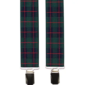 Kšandy Zelené kárované pánské široké kšandy