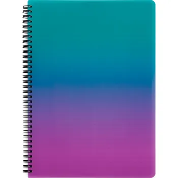 Sešit Twin wire blok A4 PP Ombre, 60 listů, linka, růžová