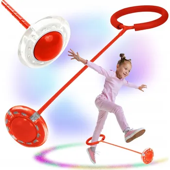 Švihadlo HULA-HOP NA NOHU ŠVIHADLO SKIPPER SVÍTÍCÍ LED KOLEČKO ČERVENÉ PRO DĚTI
