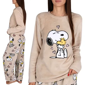 Dámské pyžamo Dámské pyžamo Peanuts polyester béžové, velikost S