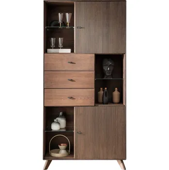 Knihovna Vysoká buková vitrína Gravure II