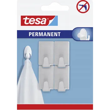 Věšák Tesa Háček permanentní obdélník S kov, 4 ks