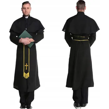 Karnevalový kostým HALLOWEENSKÝ KOSTÝM KNĚZ KOSTÝM KNĚZE PRO DOSPĚLÉ SUTANA M