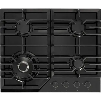 Varná deska Kernau KGH6431TCIB plynová varná deska 4 hořáky, černé sklo , litinové rošty Černá