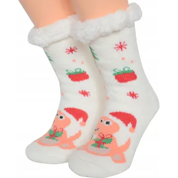 Dámské ponožky PONOŽKY ABS VÁNOČNÍ Mikuláš teplé silné 38-41