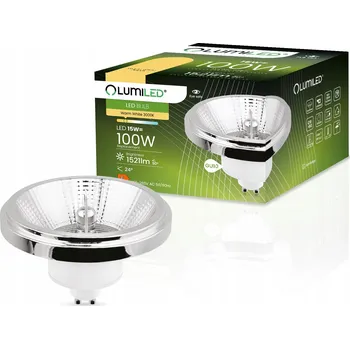 Žárovka LED žárovka GU10 reflektor ES111 15W (ekvivalent 100W) 1521lm 3000K teplá bílá 24° stříbrná