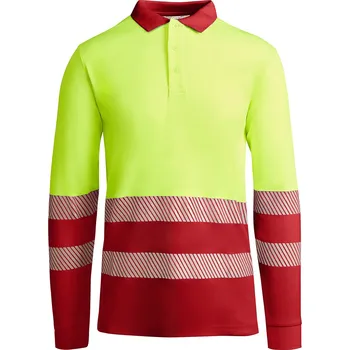 Pánské tričko ROLY Pánská polokošile Atrio s dlouhým rukávem Velikost: XXL, Barva: sytě červená/svítivě žlutá (601221)