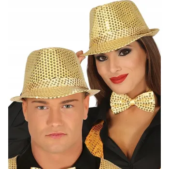 Klobouk Gangsterský klobouk zdobený flitry, zlatý