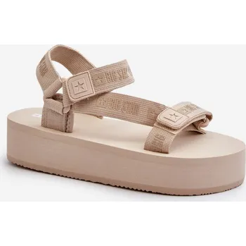 Dámské sandále Dámské sandály na platformě Big Star – béžové velikost 36 hnědá