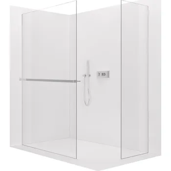 CERANO - Sprchová zástěna Walk-in Crystal T L/P - 10 mm - bezvzpěrový systém + polička/držák na ručníky - chrom, transparentní sklo - 130x90x200 cm