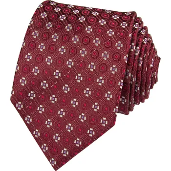 Kravata Vínově červená pánská hedvábná kravata s aplikacemi