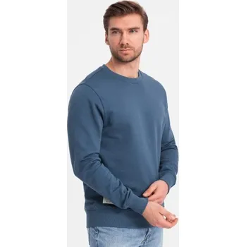 Pánská mikina Ombre Clothing Základní tmavě modrá mikina bez kapuce V4 SSBN-0175