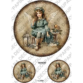 Umělecký papír Rýžový a soft papír na decoupage - Viktroriánské, retro, andělka - KB2580 Materiál: Soft, Rozměr: A4