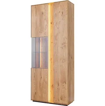 Knihovna Dvoudveřová dubová vitrína SALVATORE s osvětlením