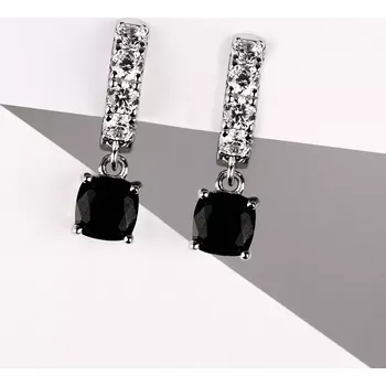 Náušnice Seraphia Black - stříbrné náušnice s bílými a černými zirkony