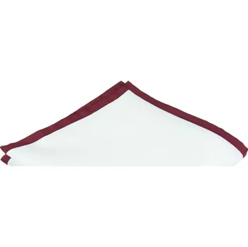 Látkový kapesník Bílý pánský kapesníček s vínově červeným lemem