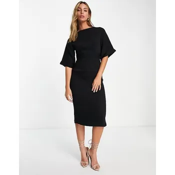 Dámské šaty CLOSET LONDON ČERNÉ MIDI ŠATY S ROZPARKEM (38)