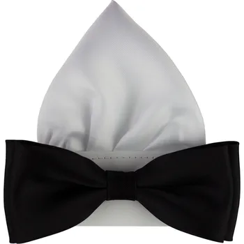 Motýlek Černý pánský motýlek matný s kapesníčkem