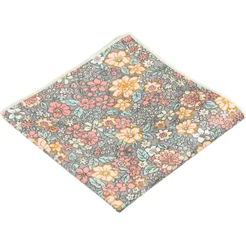 Látkový kapesník Šedo modrý pánský kapesníček s barevnými květy