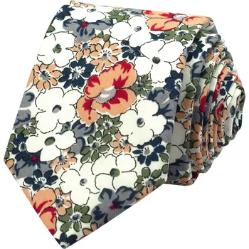 Kravata Barevná pánská bavlněná kravata s květy