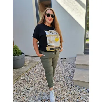 Dámské kalhoty Pružné kalhoty BEATA khaki Velikost: L-XL